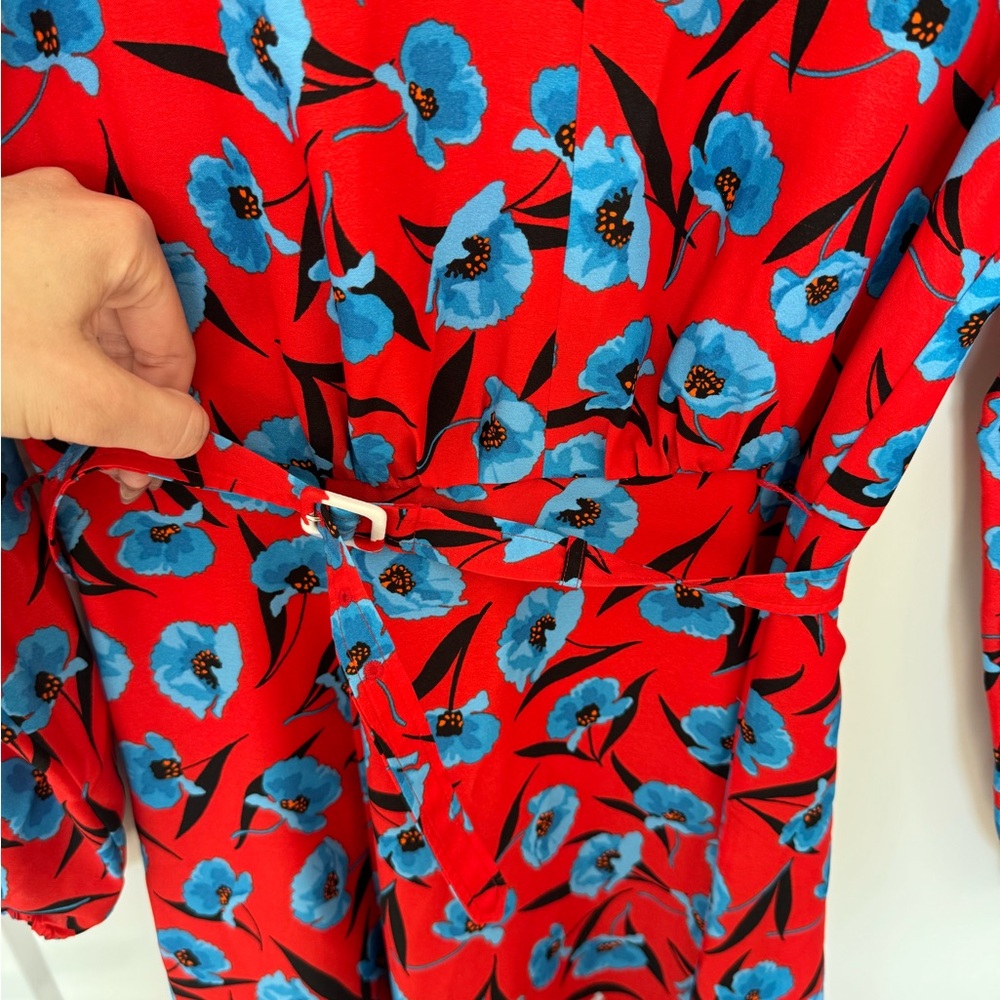 Ann Taylor Floral Red Poppyseed print Midi Dress 00P NWOT - Picture 6 of 10